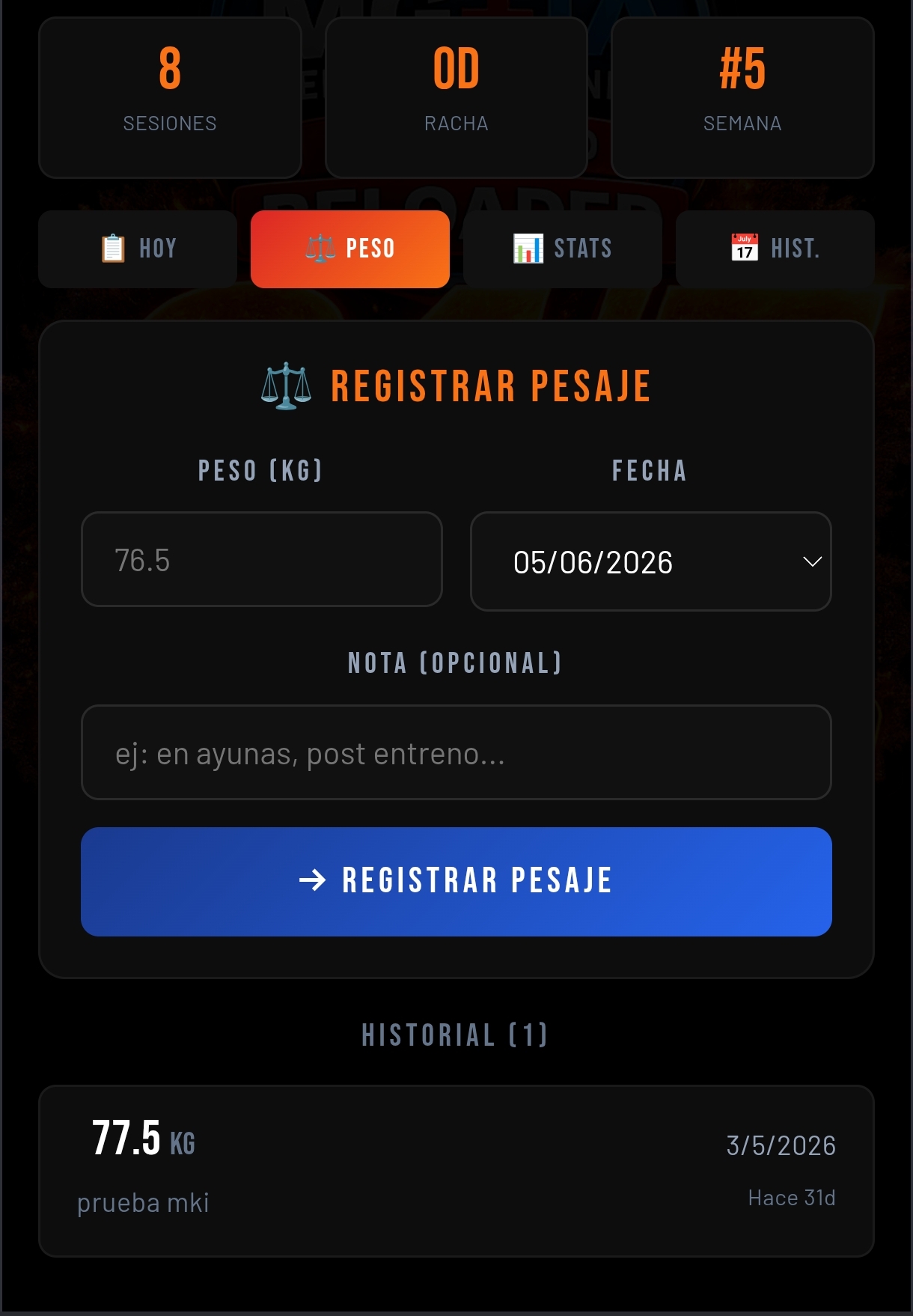Registro de peso